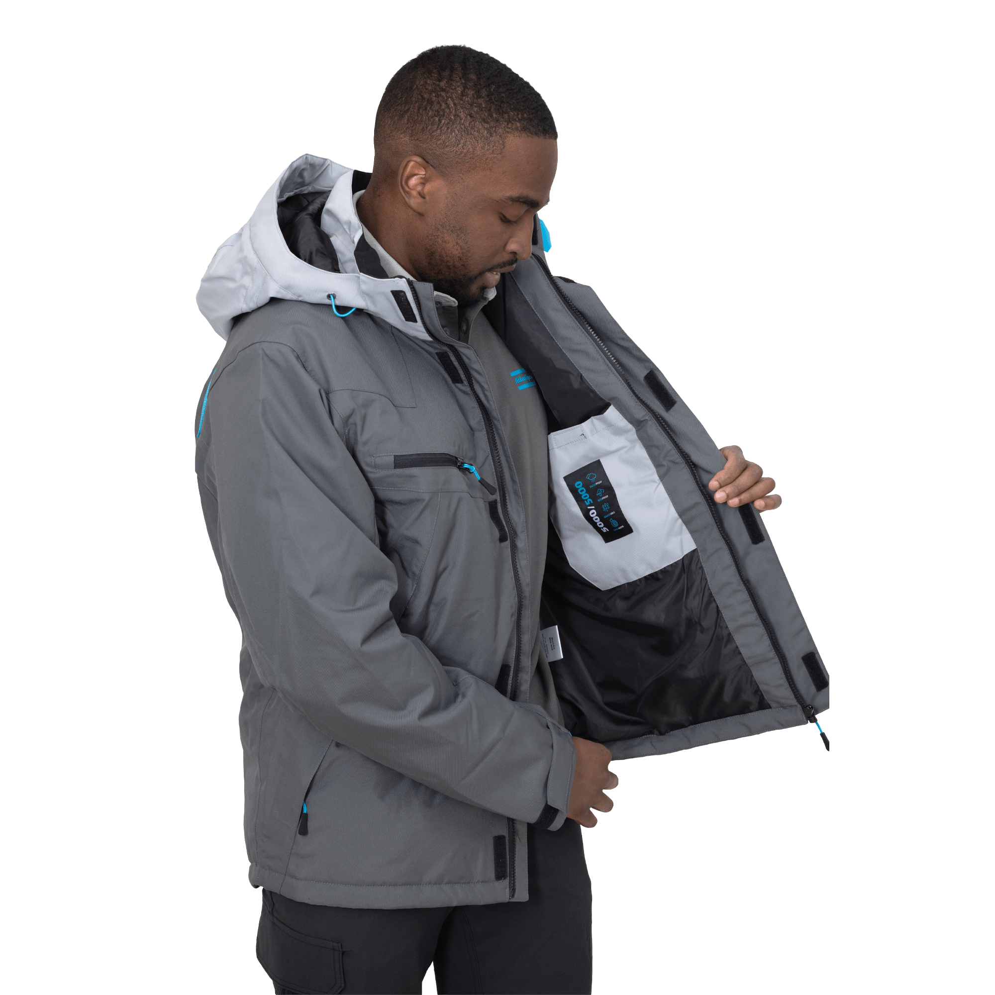 grey winter jacket with inside pocket