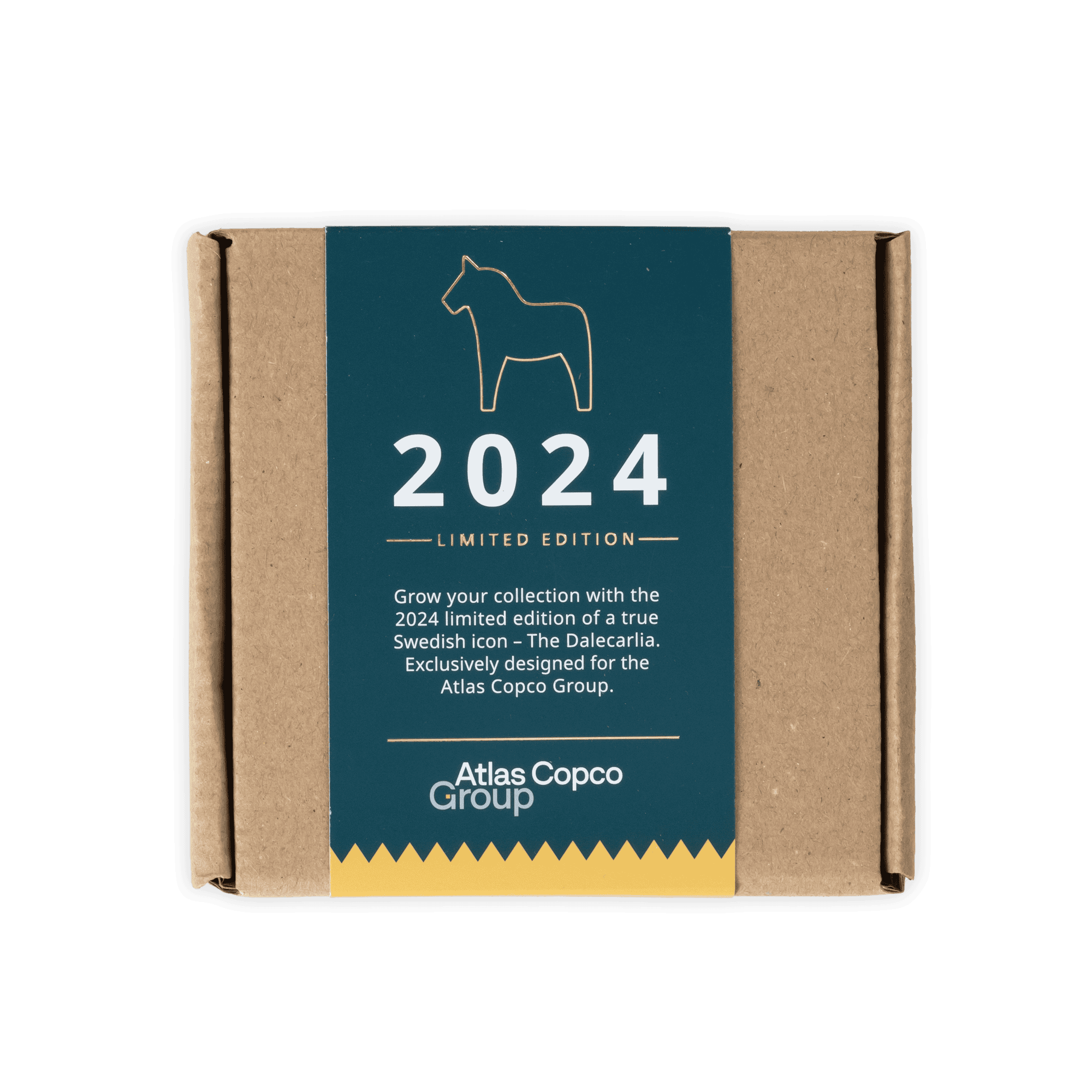 dalecarlia horse box branded with atlas copco group colors