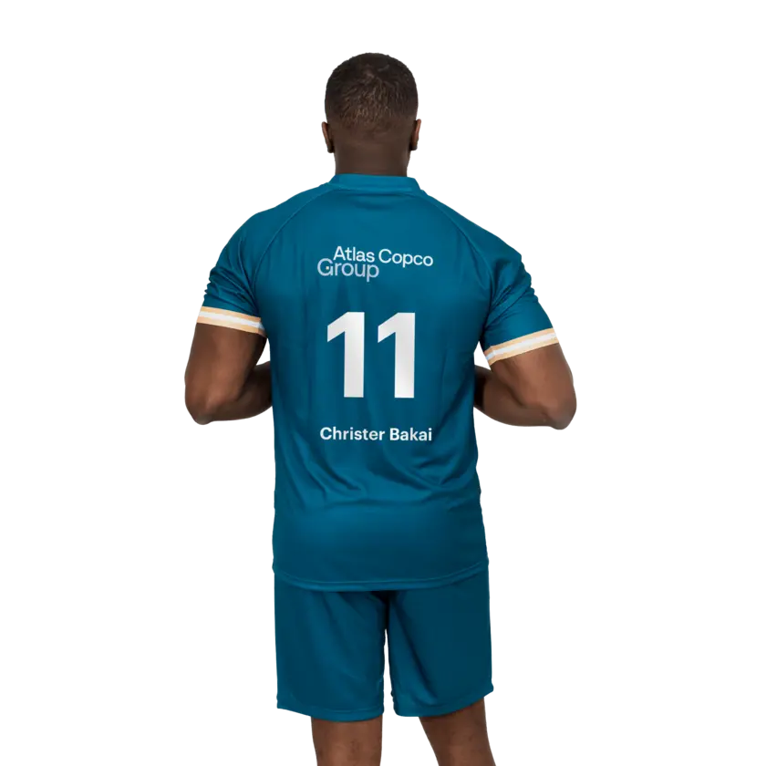 soccer jersey clothes with atlas copco group logo back