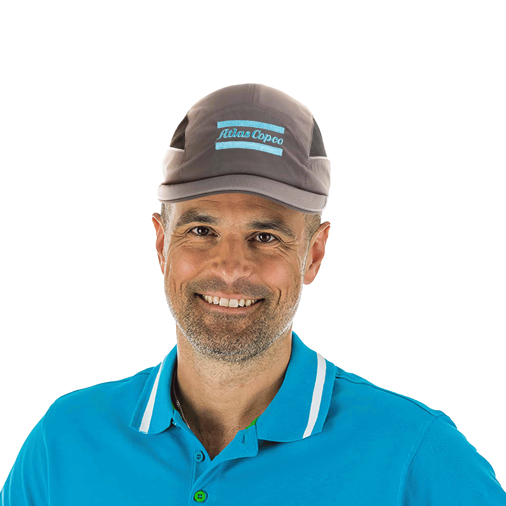 Bump cap with atlas copco logo