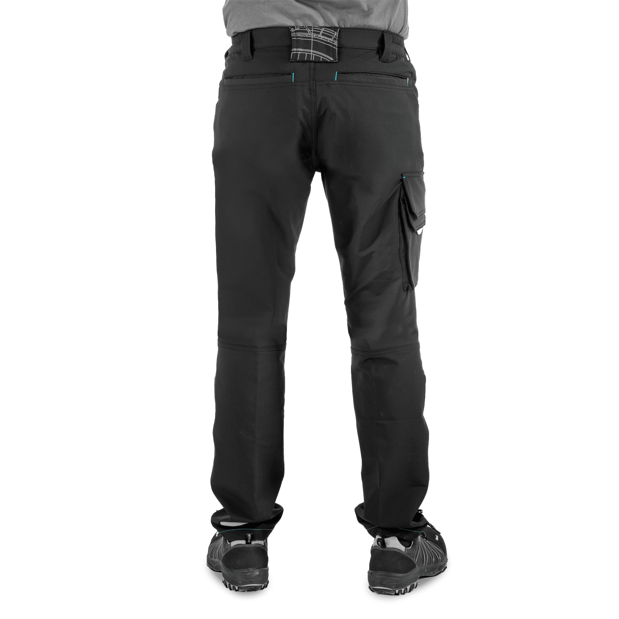 black light weight work pants back