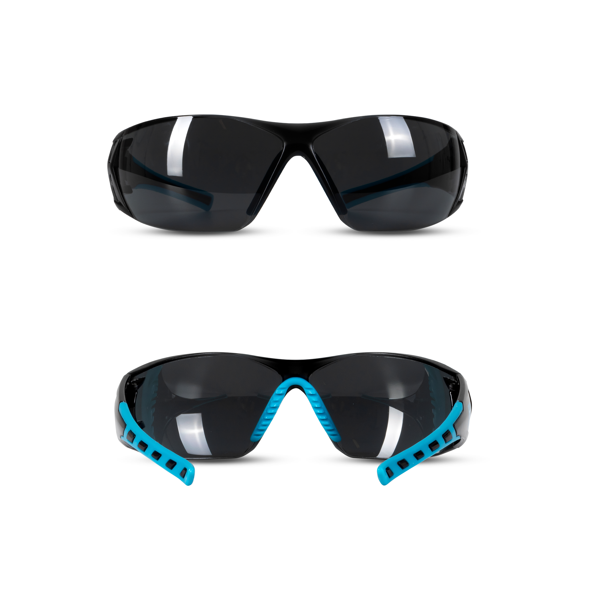 black and blue safety goggles