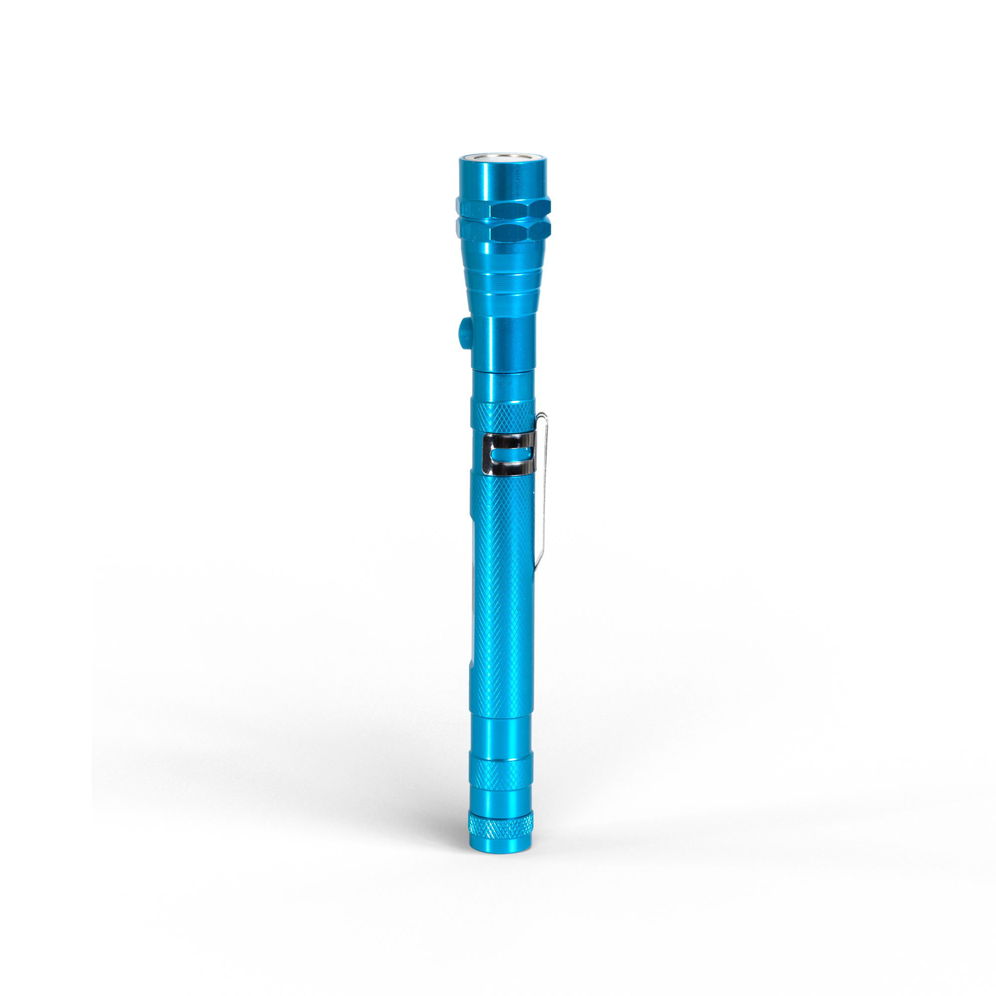 blue telescope flashlight with atlas copco logo