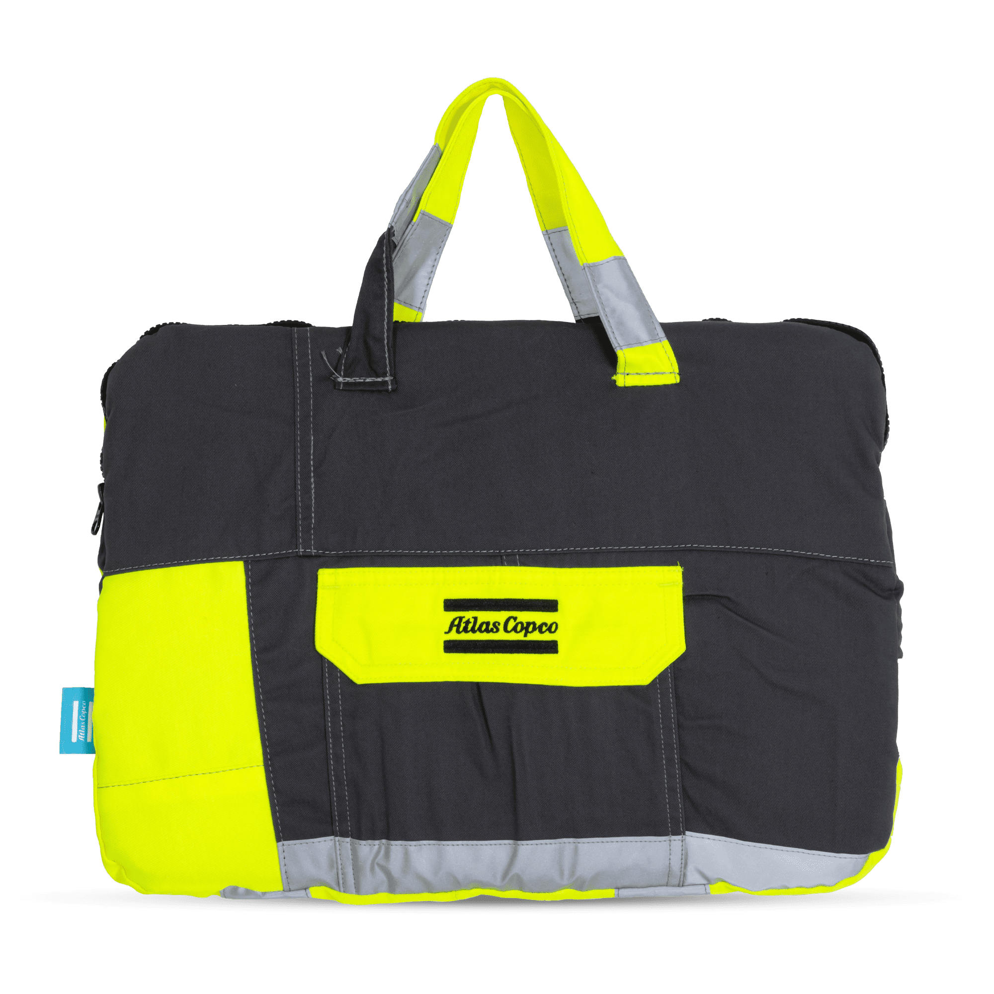 high vis recycled laptop bag atlas copco logo