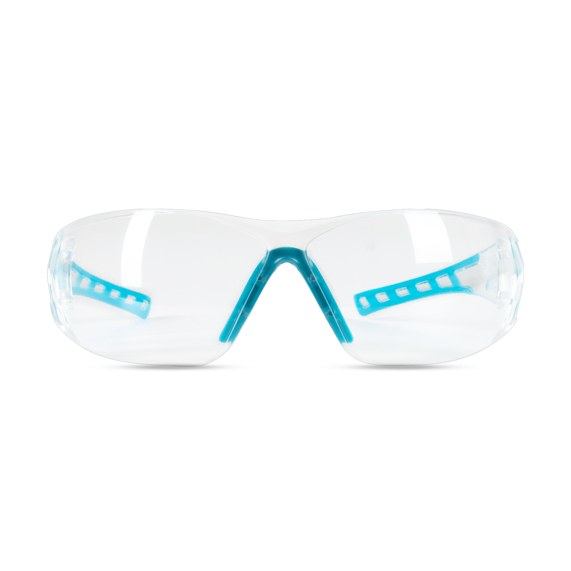 clear and blue safety goggles