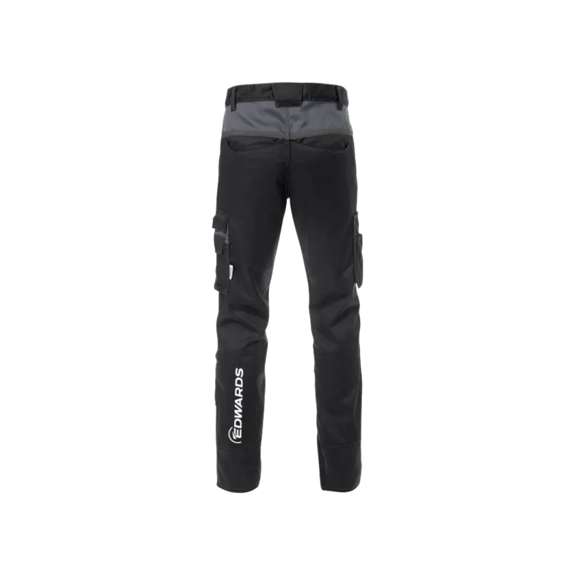 Workpants in black and grey and white edwards logo on calf